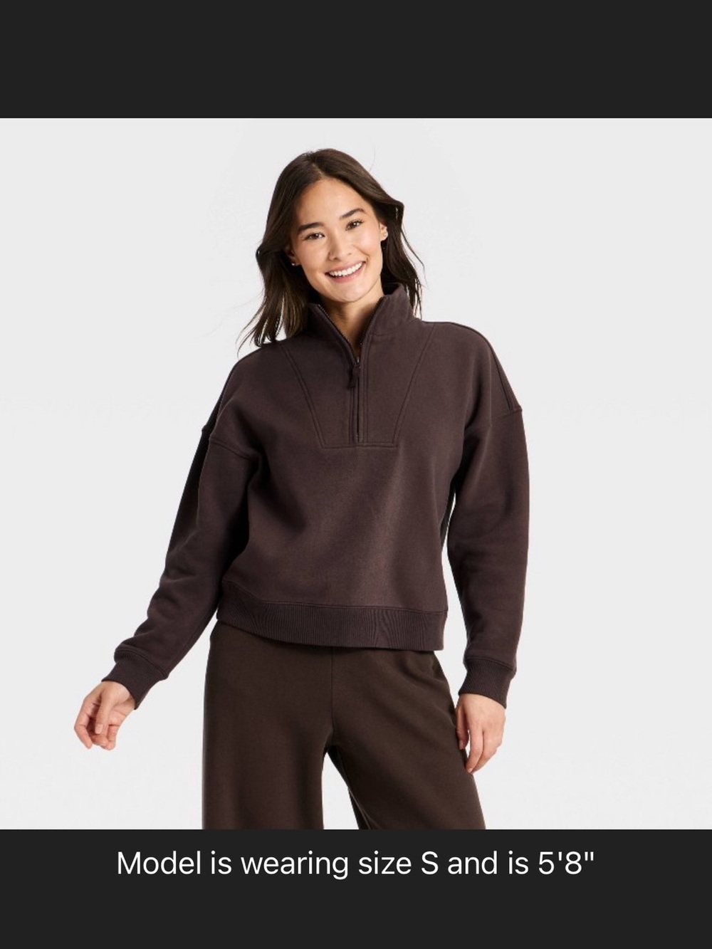 all in motion Dark Brown Quarter-Zip Pullover